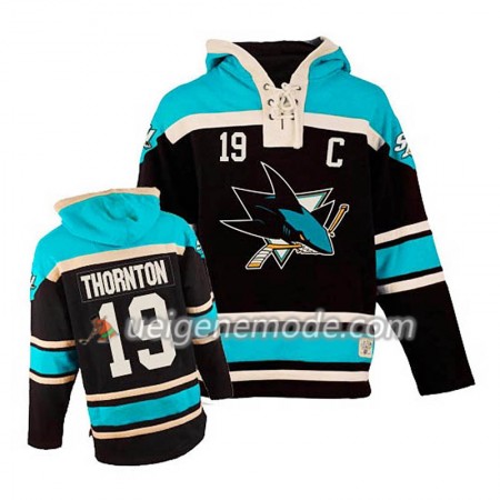 Herren Eishockey San Jose Sharks Joe Thornton 19 Schwarz Sawyer Hooded Sweatshirt